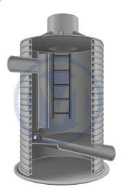 Колодец для труб, расположенных на разных уровнях